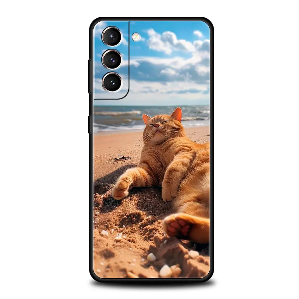 Escena de playa de verano al atardecer en el mar funda de palmera para Samsung Galaxy S24 S23 S22 S20 Ultra S21 FE 5G S10 S9 Plus S10E S8 - imagen 4