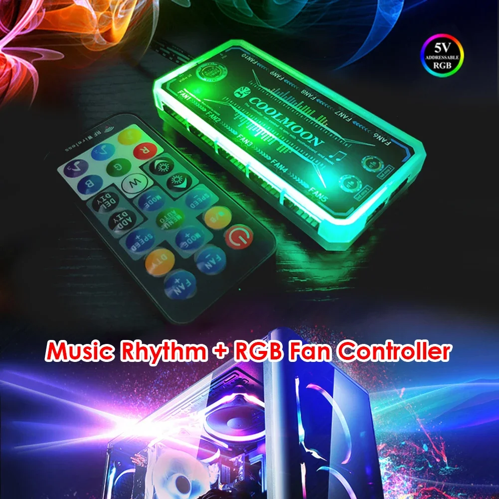 Adaptador de enfriador de ventilador con cubierta de PC, controlador de lámpara LED RGB + Control remoto - imagen 3