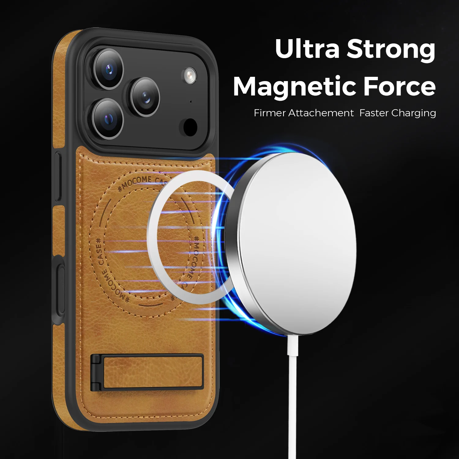 Para Magsafe Pu Funda de cuero con soporte para IPhone 17 16 15 14 Plus 13 12 11 Pro Max 17Air cubierta magnética de carga inalámbrica a prueba de golpes - imagen 4