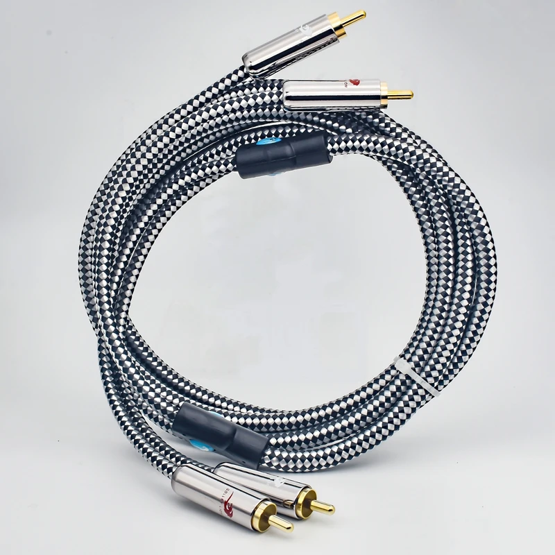 Cable de Audio RCA Dual Audiophile para amplificador, altavoz Subwoofer, DVD para coche, Cable de blindaje 2RCA a 2RCA, 1M, 2M, 3M, 5M, 8M, 10M - imagen 3