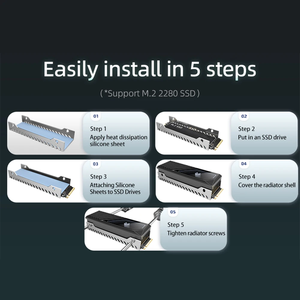 Disipador de calor M.2 2280 SSD, radiador de aleación de aluminio, ventilador incorporado, 5V, 3 pines, ARGB, unidad de estado sólido, enfriador, radiador M.2 para M.2 2280