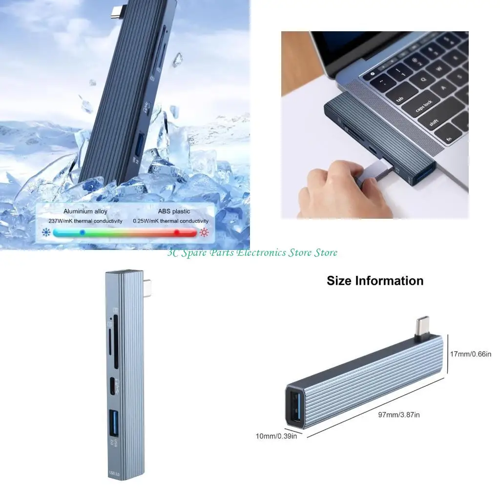 SZ USB C HUB 4 en 1 Adaptador Multiport USB con USB USB 2.0 Lector tarjetas USB C