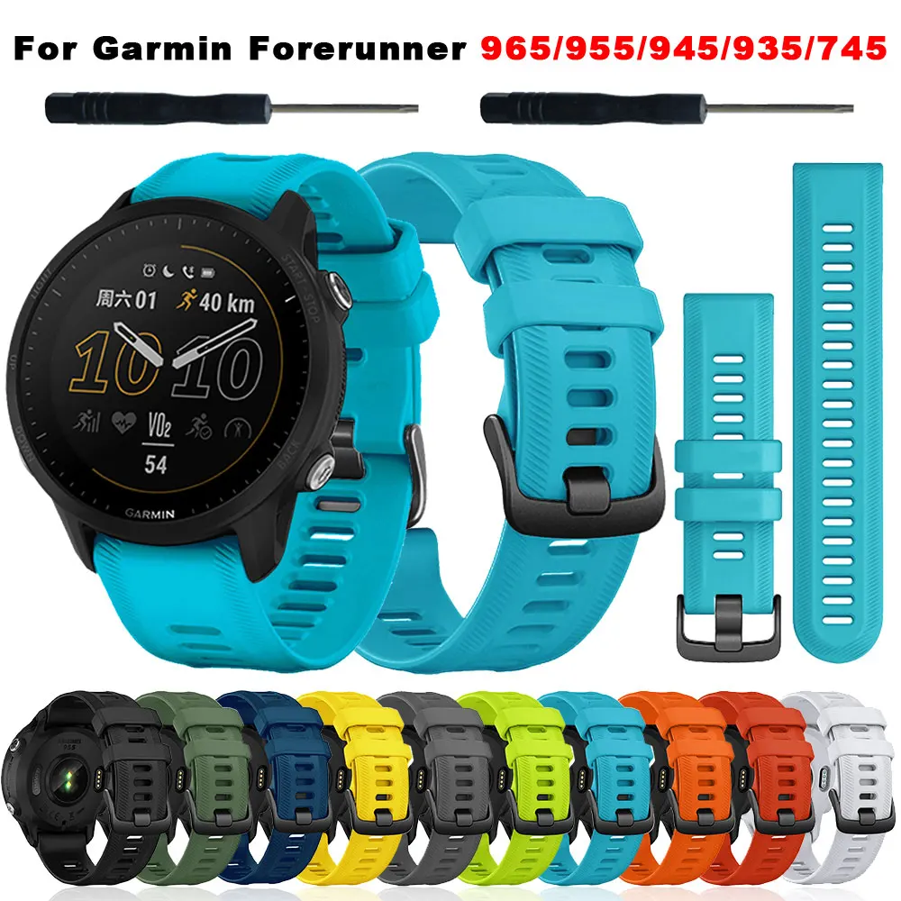 Correa deportiva de silicona para reloj Garmin Forerunner 965 955 Solar 945 935 745, pulsera de repuesto de 22mm