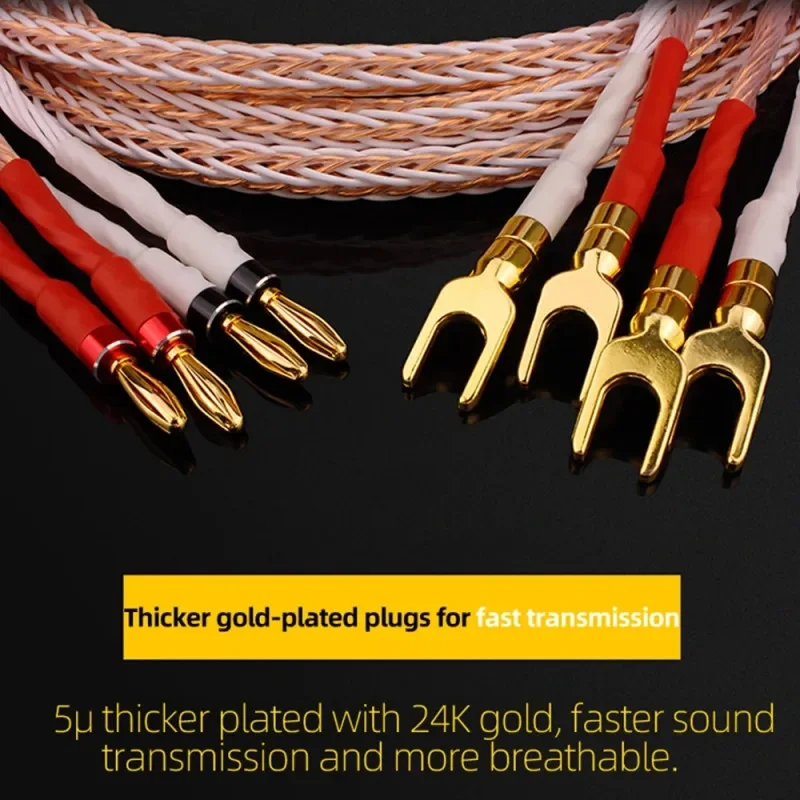 Un par de Cables de Audio con conector Banana a Y 8TC 7N OCC, cable de altavoz de alta gama para amplificador, sistema de sonido de cine en casa AMP - imagen 4