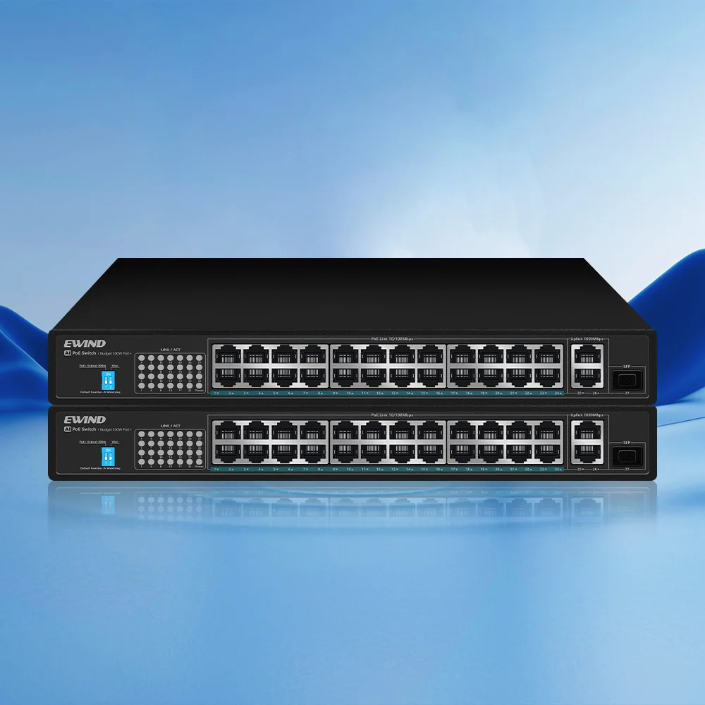 Conmutador POE de 24 puertos AI inteligente, 2 puertos Gigabit Poe, conmutador inteligente de red VLAN rápida RJ45, conmutador Ethernet con ranura de fibra SFP de enlace ascendente - imagen 2