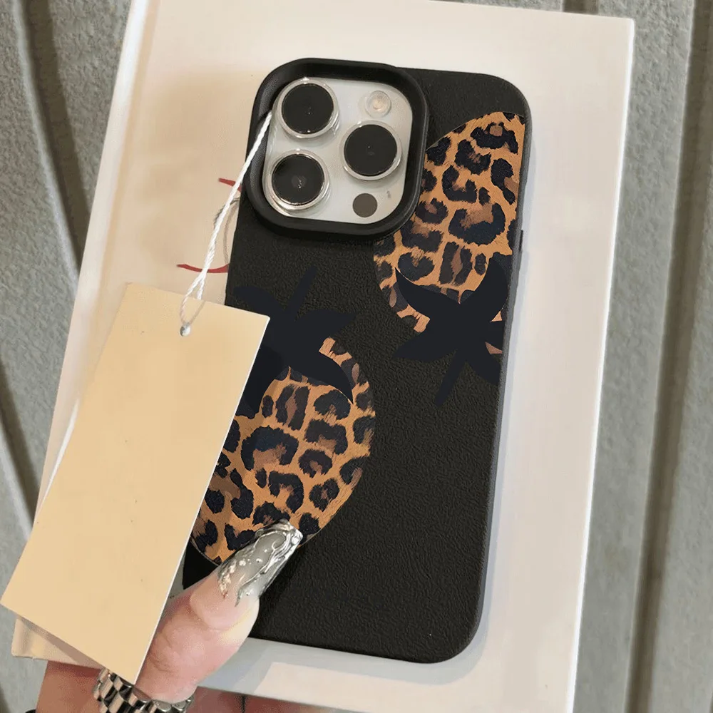 Funda de teléfono de cuero con estampado de leopardo para iPhone 11, funda para iPhone 17 15 13 14 12 16 Pro Max 17 Air, funda suave mate con patrón de lichi - imagen 3
