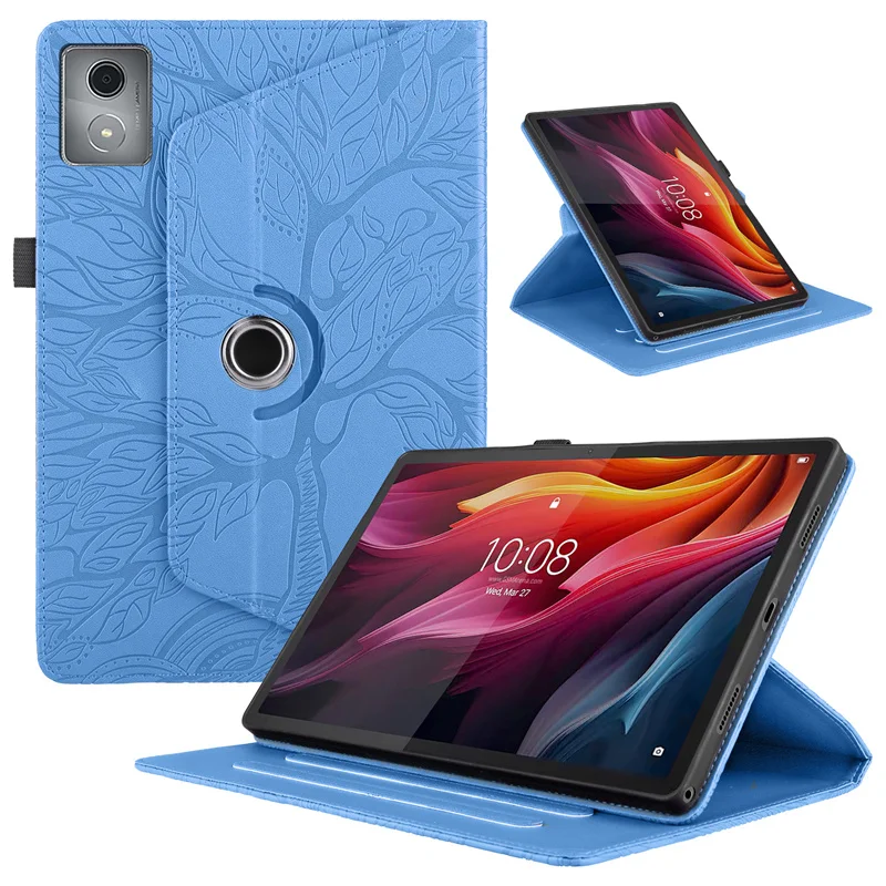 Para Coque Lenovo Tab K11 Plus funda de 11,45 pulgadas árbol 3D en relieve soporte giratorio de 360 grados tableta para Lenovo K11 Plus funda