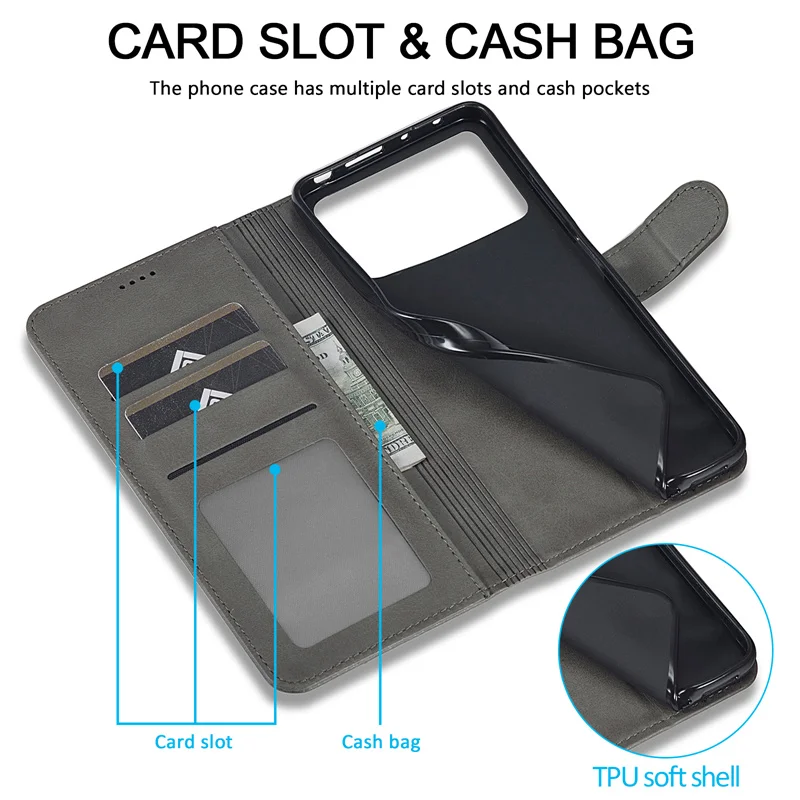 Funda con tapa de cuero tipo billetera para Xiaomi Poco X6 Pro 5G, funda para teléfono M6 Pro 4G, soporte magnético con ranura para tarjetas - imagen 5