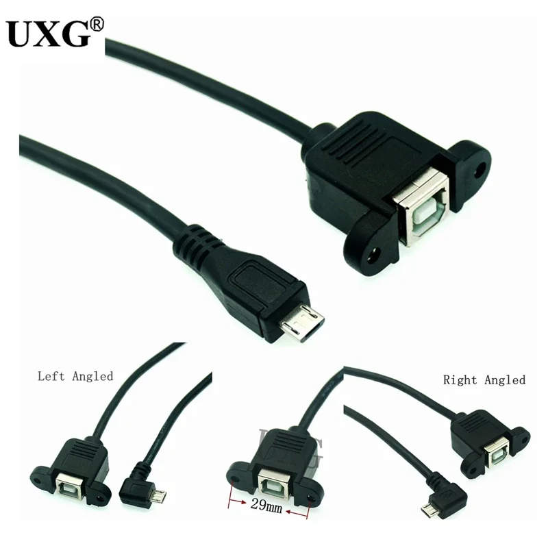 1x montaje en Panel de impresora USB 2,0 B enchufe hembra a Micro USB Cable conector macho de 5 pines 1FT/1,5 pies