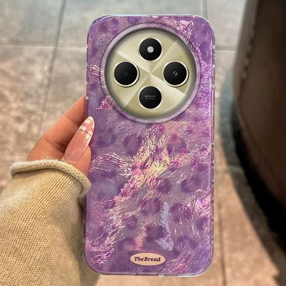 Funda de teléfono con diseño de leopardo morado de lujo para Xiaomi Redmi Note 14 13 12 11 11S 10 10S 8 9 Pro 15C 9C 13C 14C A3 A3X 9C A1 - imagen 2