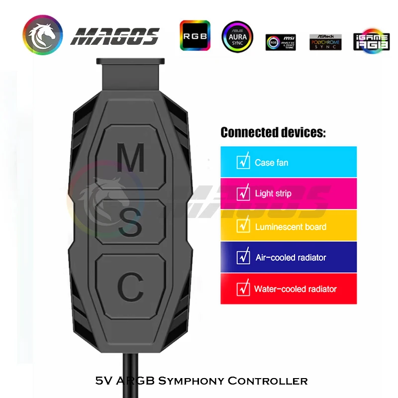 Conector de alimentación SATA, controlador manual de 5 V RGB para dispositivo de iluminación de tira LED de computadora, - imagen 5