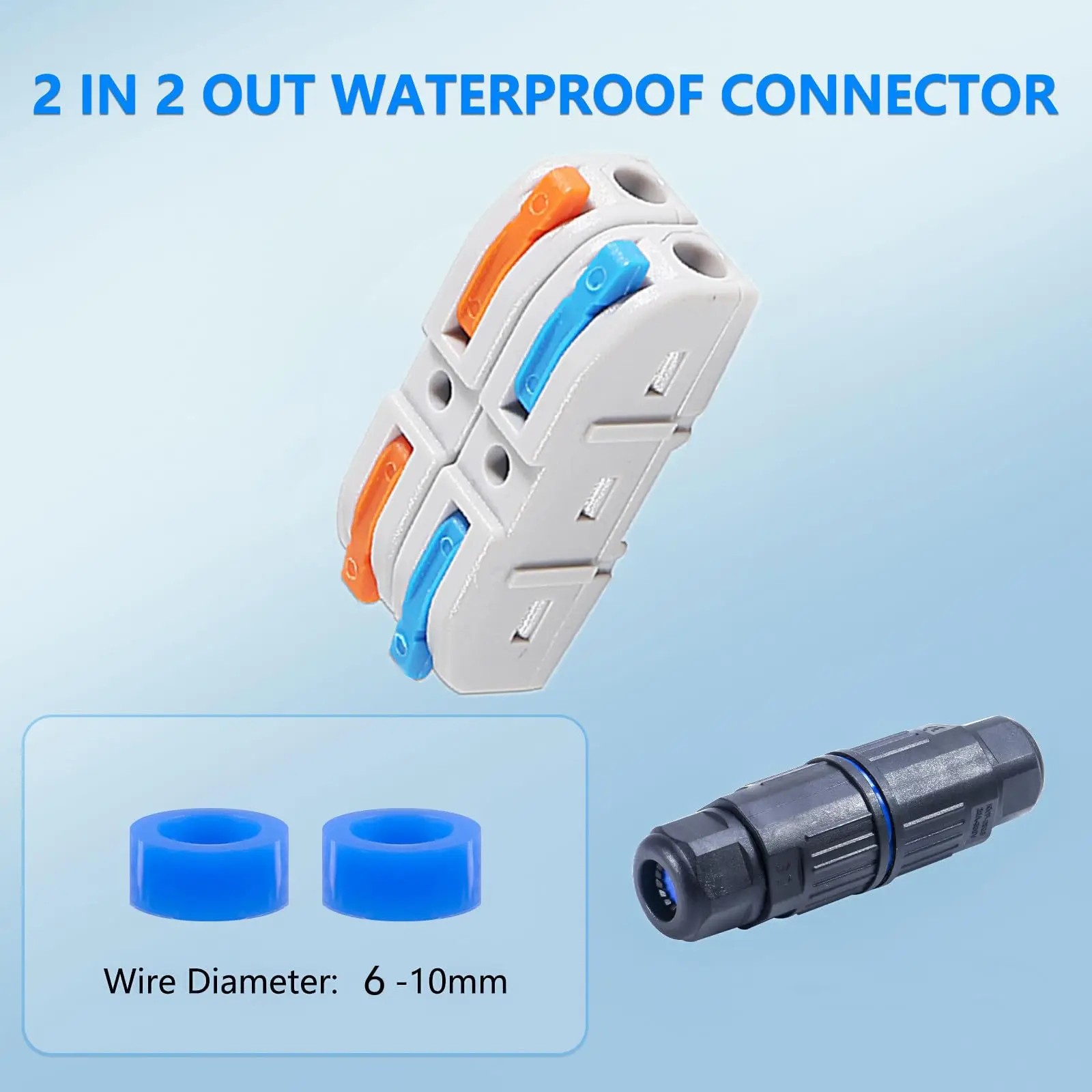 Conector de Cable eléctrico impermeable IP68, caja de conexiones para exteriores, 5 uds., conectores eléctricos de 3 vías para Awg 28-12, 1/2 Uds. - imagen 3