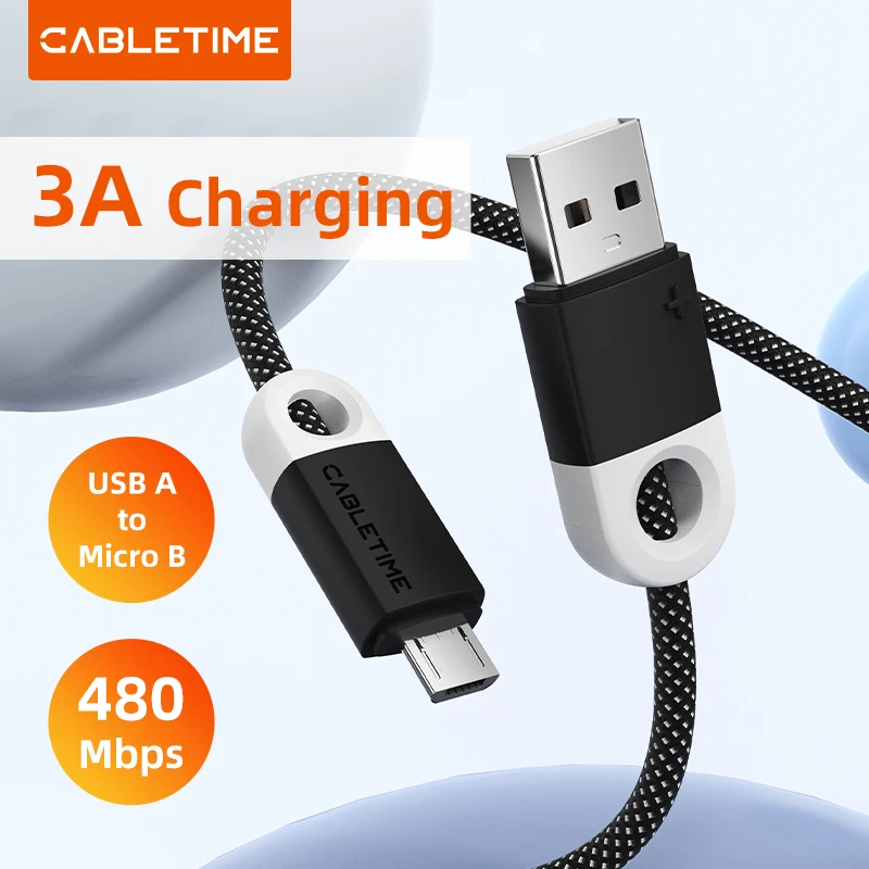 Cable Micro USB CABLETIME 3A Cable USB de carga rápida para Xiaomi 11 Redmi 4X Note 3a Cable de datos del cargador USB Cable de teléfono móvil