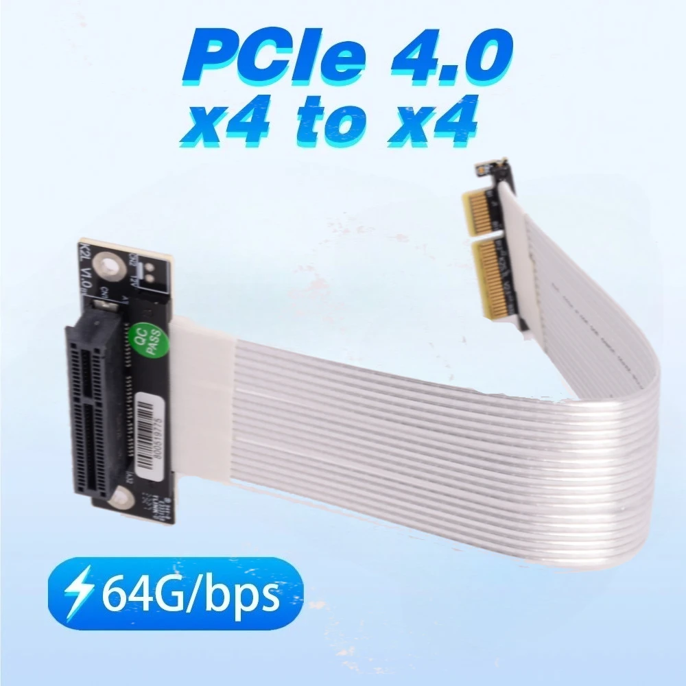 Conector PCI-E 4,0 x4 a x4 chapado en plata Turn 90 °   Cable extensor vertical de ángulo recto PCIe 4x Tarjeta de captura RAID SSD LAN Adaptador - imagen 2