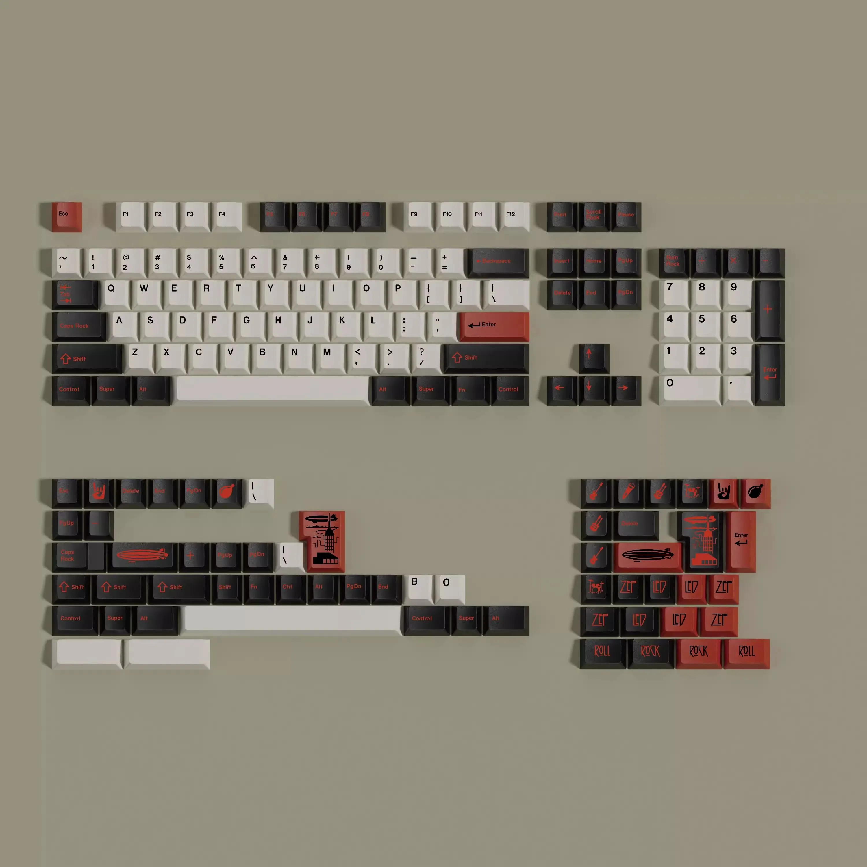 1 Juego de teclas GMK Led Zep, subteclas de tinte PBT, perfil de cereza, teclas a prueba de luz para Alice Wooting, barra espaciadora doble B dividida 7U