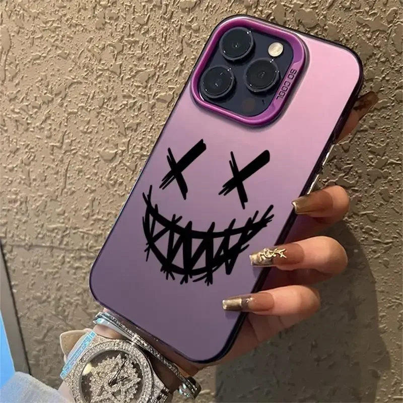 Funda de teléfono de titanio esmerilado del diablo sonriente para iPhone 12 Pro 11 Pro Max XS XR 7 8 Plus, funda protectora de pantalla a prueba de golpes - imagen 4