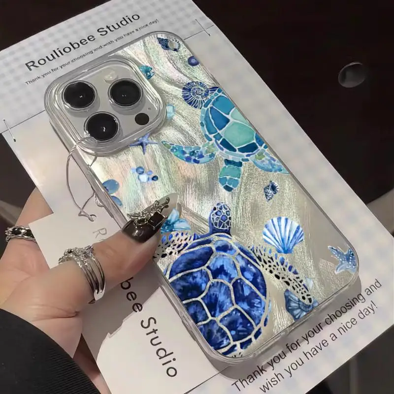 Funda de tortuga marina para iPhone 12 13 Mini 11 14 15 16 Pro Max SE XR 7 8 Plus, carcasa protectora de pantalla a prueba de golpes - imagen 3