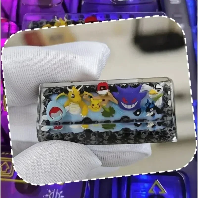 PTCG Pokemon Anime Enter Keycap resina transparente Ash Ketchum campeón Gengar Teclado mecánico estereoscópico entrada Keycap - imagen 2