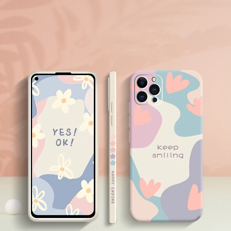 Funda de teléfono de silicona con flores de dibujos animados para iPhone 15 14 13 11 12 Pro Max Mini X XS Max 7 8 Plus SE 2020, funda suave mate a prueba de golpes - imagen 4