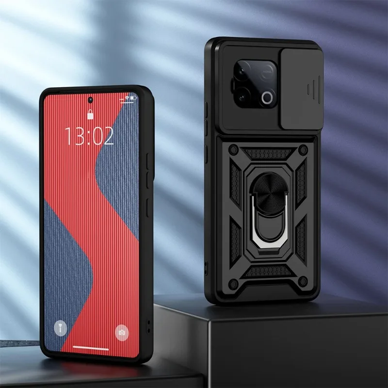Funda magnética Armor a prueba de golpes para IQOO Z10 Turbo Pro 5G, anillo de protección de lente deslizante, soporte, cubierta trasera de teléfono para IQOO Z10 Turbo - imagen 2