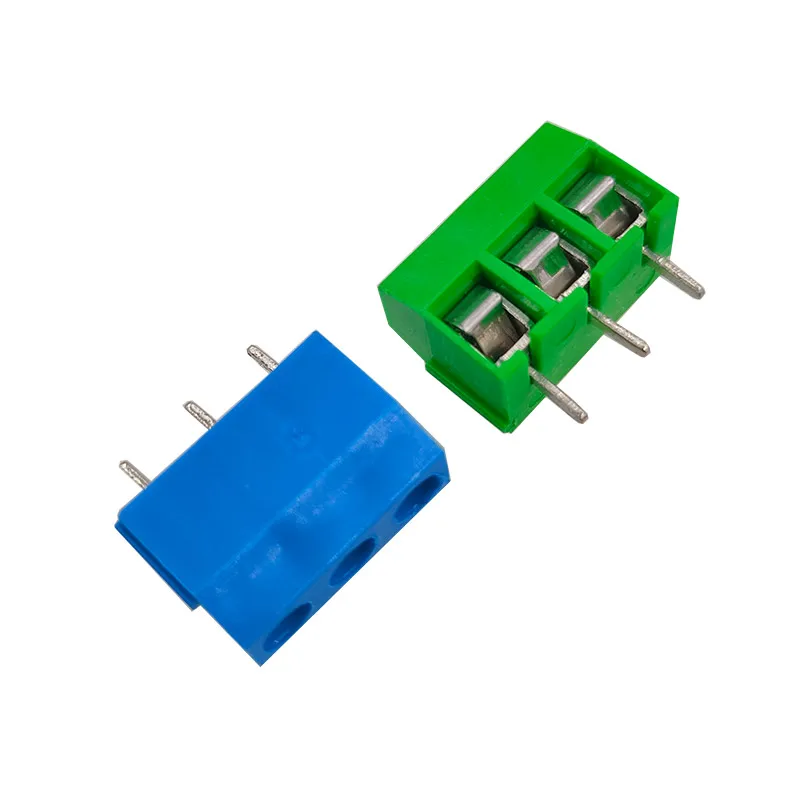 100 Uds KF301 2/3/4Pin empalmable enchufable tornillo bloque de terminales paso 5,0mm conector de montaje PCB recto azul verde - imagen 5