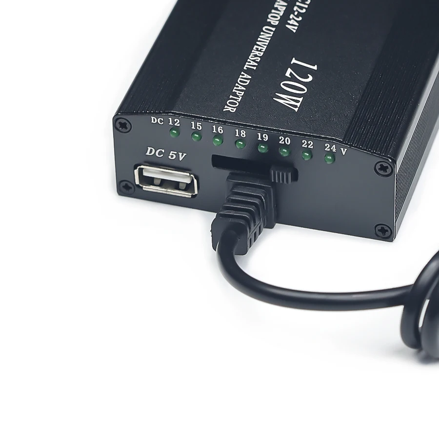 Cargador de coche ajustable, 120W, 220v, 110v a 12V, 15V, 16V, 18V, 19V, 20V, 22V, 24V, adaptador de corriente Universal AC DC, suministro Usb para Notebook - imagen 5