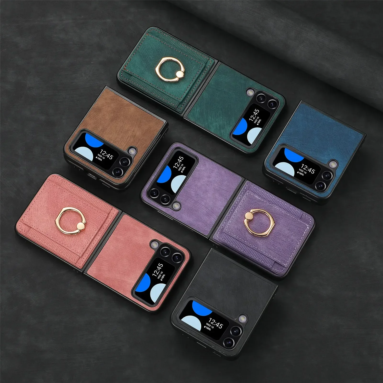 Samsung Galaxy Z Flip Funda Billetera Cuero con Tarjetas y Anillo - imagen 5