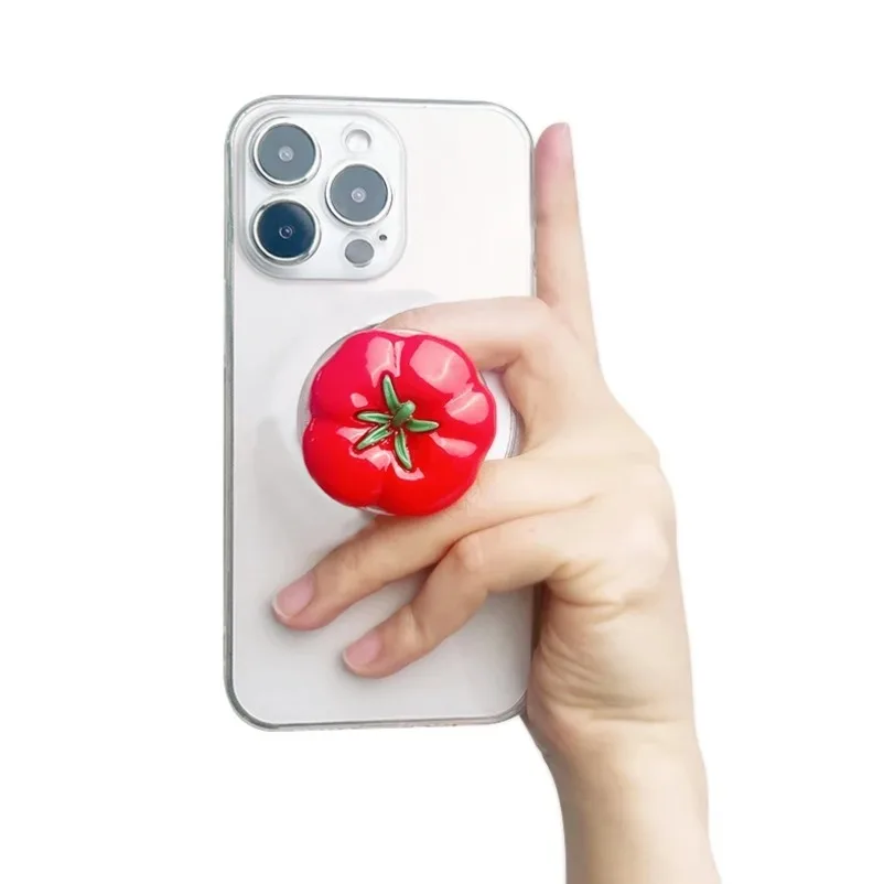 Para iPhone 17 16 15 14 13 12 Samsung S25 S24 Xiaomi anillo de dedo soporte de expansión lindo soporte de teléfono de tomate soporte de teléfono con agarre - imagen 4