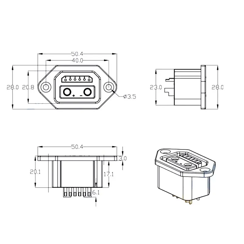 E-BIKE 8 pines 2 + 6 conector de batería enchufe para patinete Cable de puerto de carga para bicicleta eléctrica IP67 30-50A enchufe macho hembra enchufe de baterías - imagen 3
