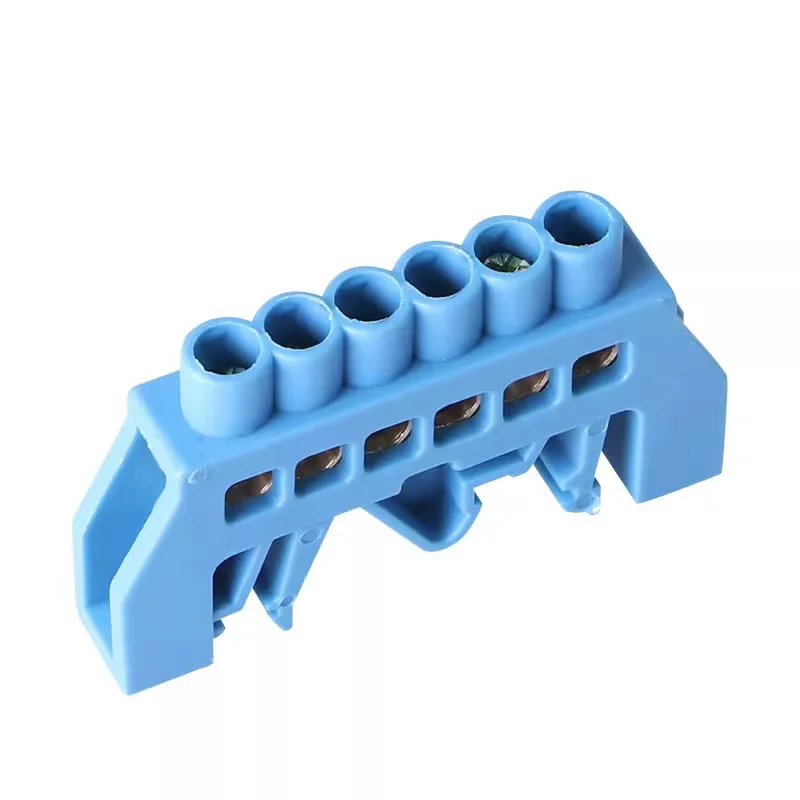 Terminal de carril tipo puente de cobre 4P/6P/8P/10P/12P, tornillos de línea cero azul, conexión de fila, tira de bloque de terminales eléctricos - imagen 3
