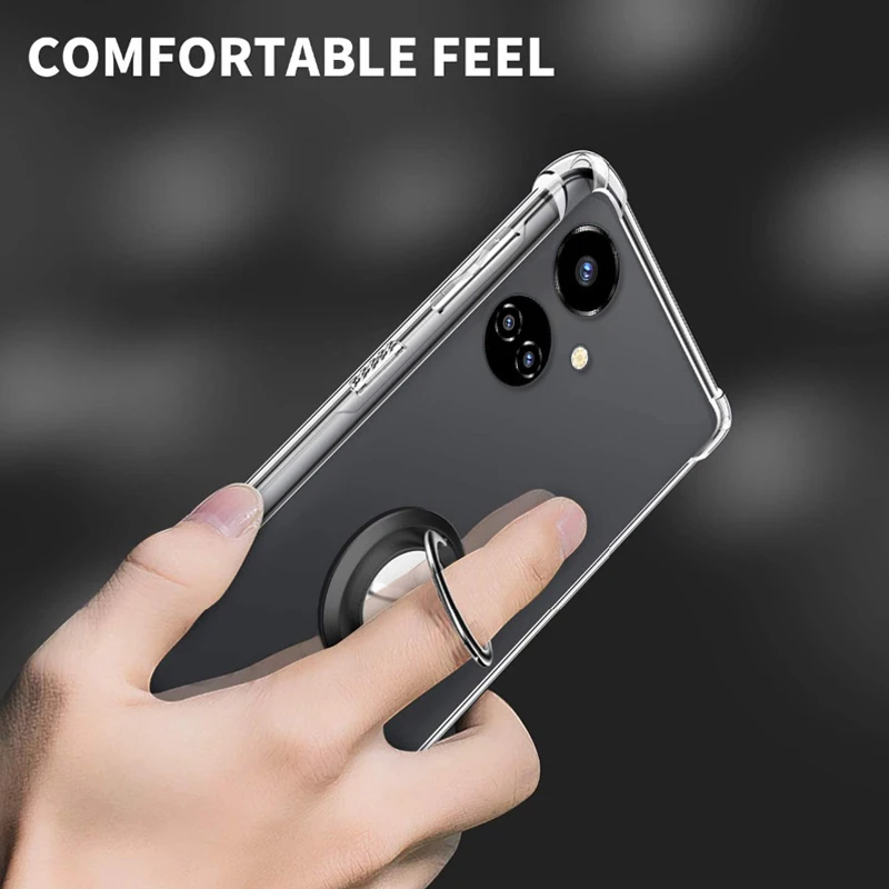 Funda con soporte de anillo para INFINIX, TECNO Camon 19 Pro, 18, 17, 16, 15 pro, soporte a prueba de golpes, funda de silicona suave transparente para teléfono - imagen 5