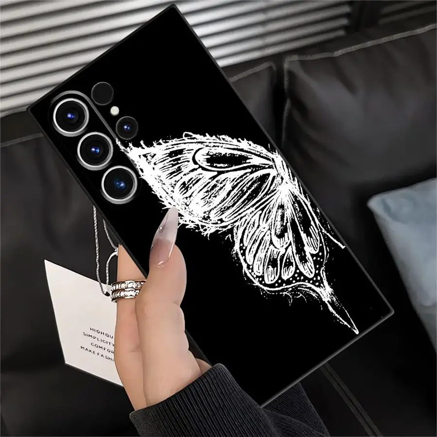 Funda de teléfono suave negra para Samsung Galaxy S21 FE S24 Plus S20 S23 Ultra S25 Edge hermosa mariposa - imagen 5