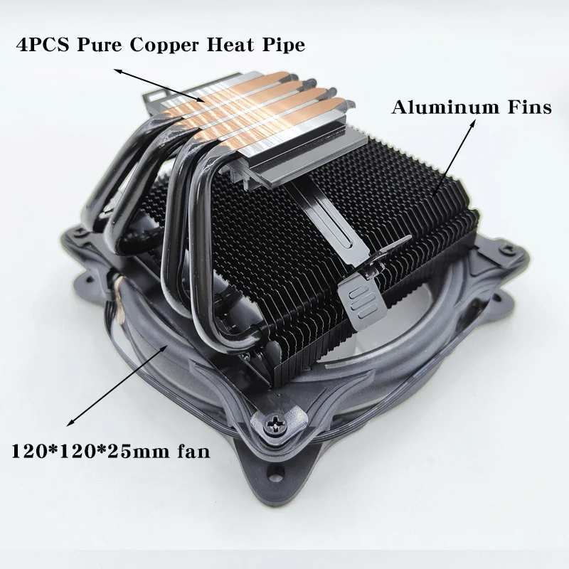 Enfriador de aire de CPU X99, 4 tubos de calor, procesador de PC de 120MM, radiador de CPU para LGA 1700 1200 115X 2011 1366 AMD AM3 AM4 AM5 - imagen 5