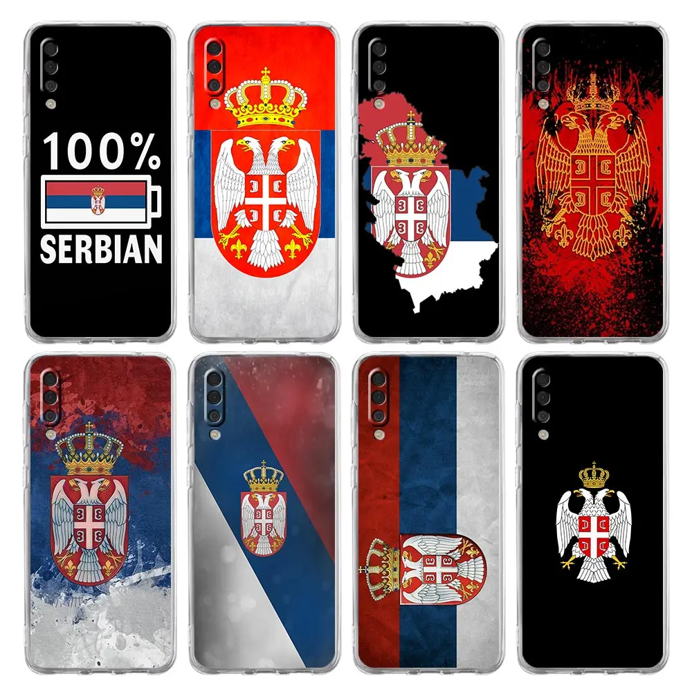 Bandera de Serbia para Samsung Galaxy A14 funda A50 A70 A30 A40 A20E A10 A10S A20S A02S A04S A12 A22 A32 A34 A42 A52 5G A54 cubierta transparente