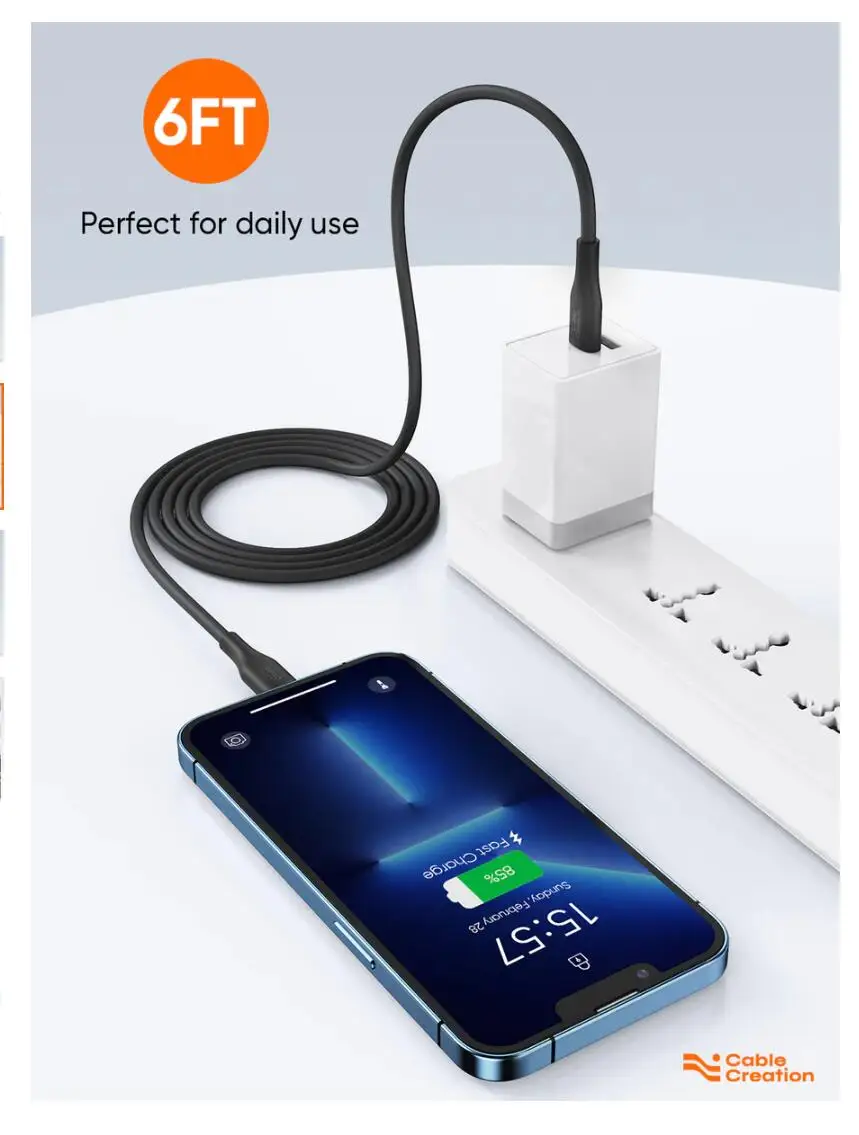 Cable MFI USB C a Lightning cable de carga rápida 1,8 M 20W PD USB C a Lightning adaptador cable cargador para iPhone 14 13 12 Pro Max - imagen 3