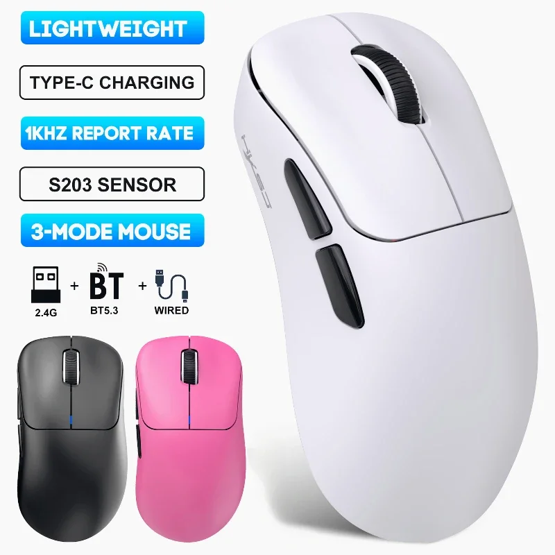 Ratón inalámbrico Bluetooth BT5.3, ligero, 1000dpi, recargable, ergonómico, blanco, portátil, para tableta, PC, ratón rosa - imagen 2