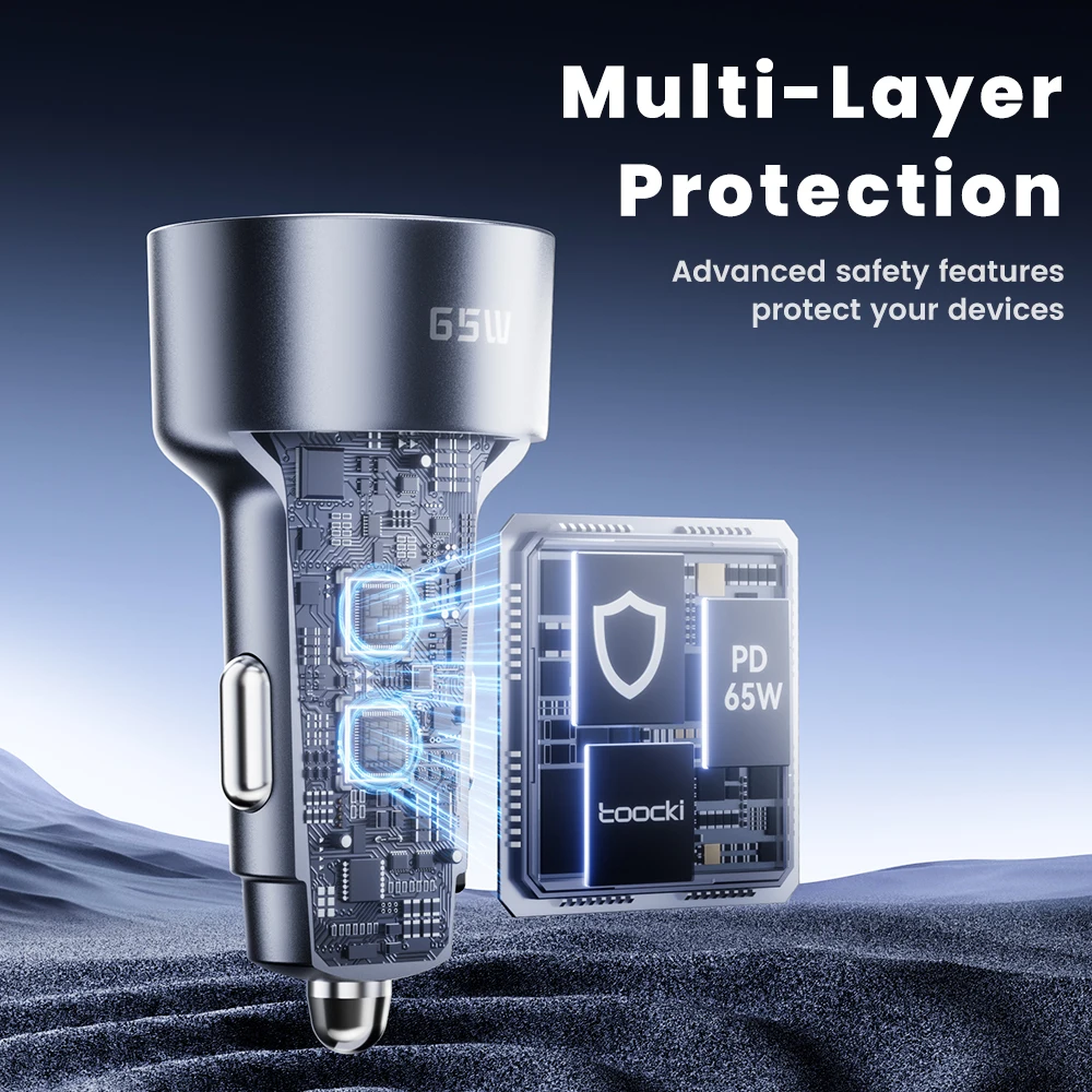 Toocki 65W cargador de coche PD 35W carga rápida para iPhone 16 15 14 Samsung S24 AFC USB C cargador de teléfono de coche para Xiaomi Huawei Realme - imagen 5
