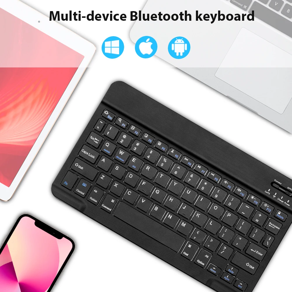 Teclado inalámbrico Bluetooth para Android IOS Windows teclado multilingüe para tableta accesorios Mini teclado y ratón para Ipad - imagen 4