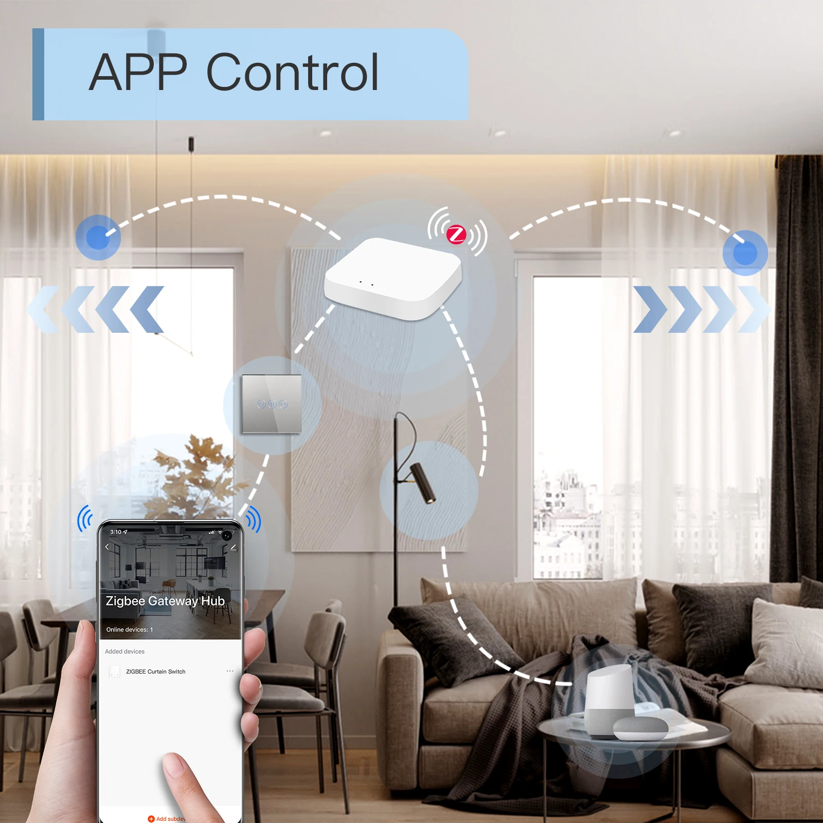 BSEED-Interruptor de cortina inteligente Zigbee, eléctrico, motorizado, Tuya, Google Home, Alexa, Echo, Control inalámbrico, Bule, retroiluminación, 5A - imagen 4