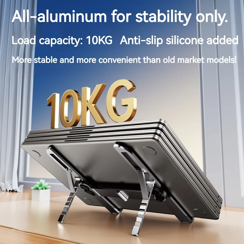 Escritorio portátil plegable Mini soporte ajustable de Metal para ordenador portátil para Ipad soporte para portátil Compatible con tabletas portátiles de 10-17 pulgadas - imagen 4