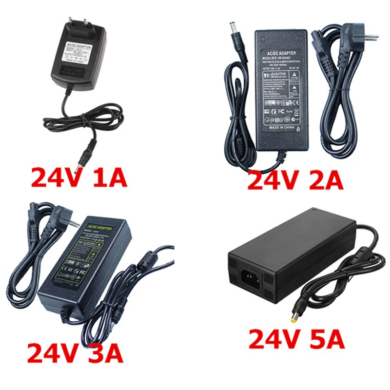 Adaptador de corriente CA a CC 24V 1A 2A 3A 5A transformador convertidor 24 v cargador de fuente de alimentación para tira de LED y rueda de carreras logitech