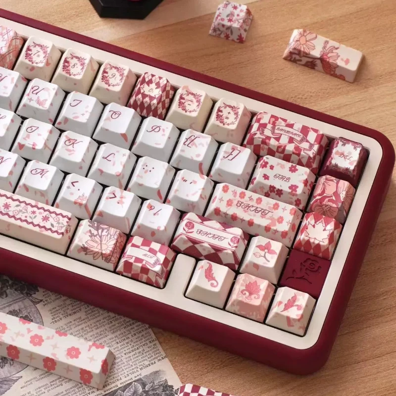 Juego de teclas con tema The Red Queen, perfil de cereza PBT, 135 teclas, teclas originales personalizadas hechas a mano para accesorios de teclado mecánico - imagen 4