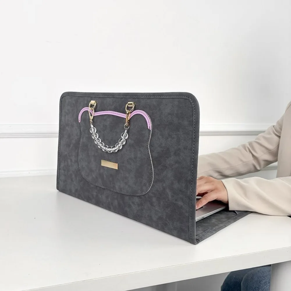 Bolso para ordenador portátil de 13/14/15,6 pulgadas para Macbook Air Pro, funda para portátil, bolsa para tableta para ASUS HP DELL Little Bear, rosa, verde y gris - imagen 5