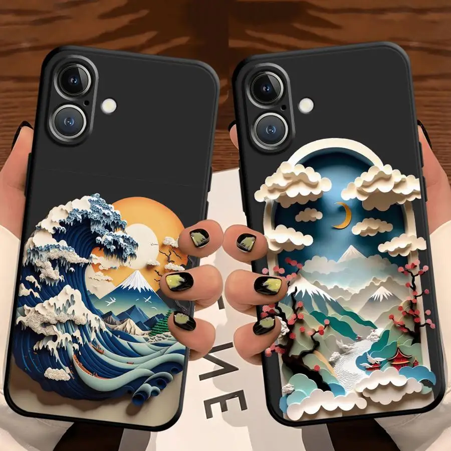 Funda para iPhone 7 8 15 16 14 Plus 13 12 11 17 Pro Max XR XS Max 17Air cubierta de teléfono suave negra suspensión de cielo de verano