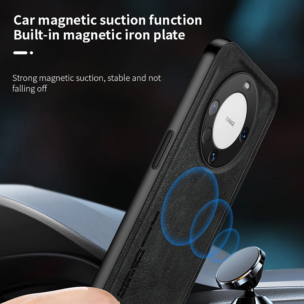 Funda de teléfono de cuero Retro esmerilada de lujo para Huawei Mate 60 Pro, cubierta de succión magnética para coche Huawey Hauwei Mate60 Mate60Pro 60Pro - imagen 3