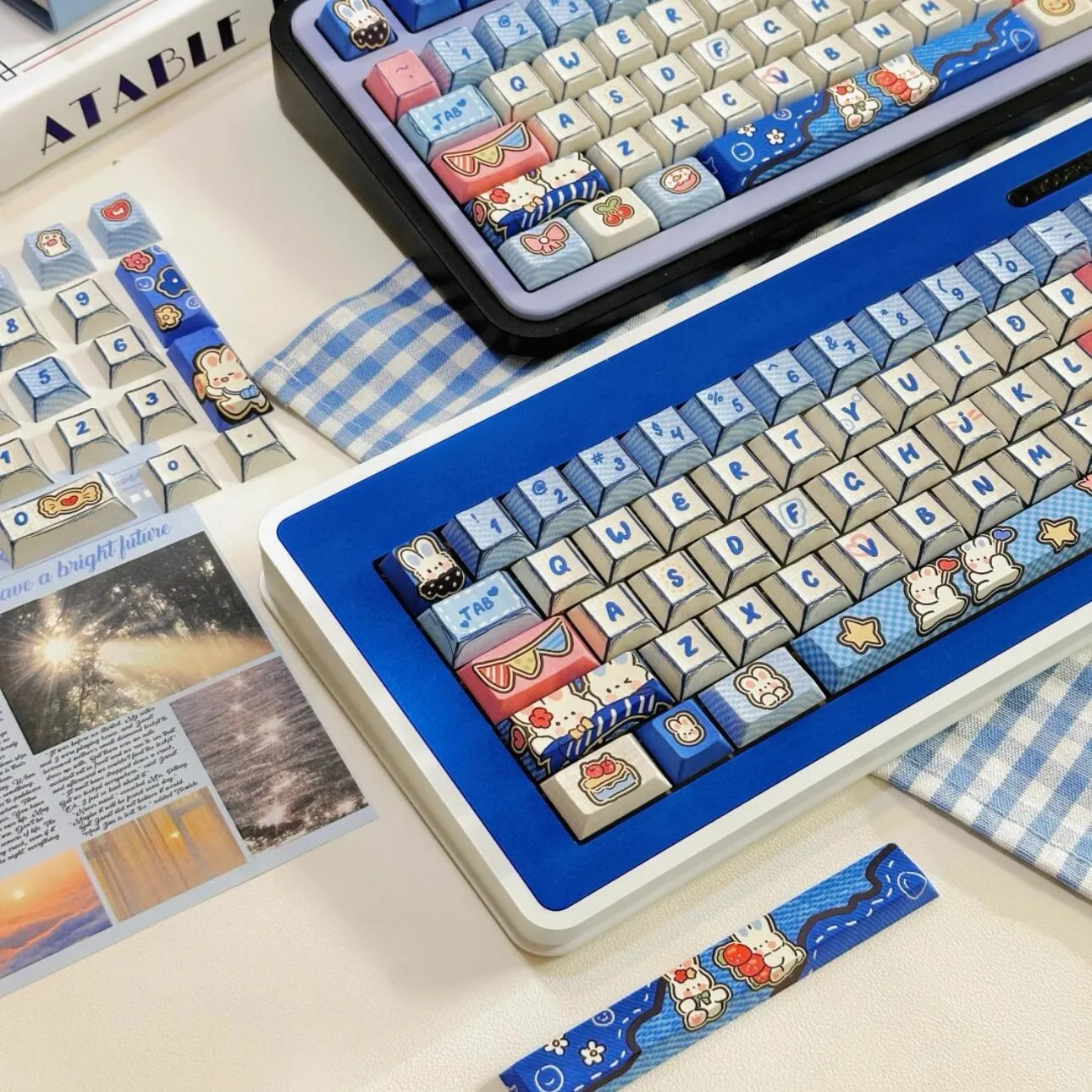 Teclas con tema de conejo vaquero, teclas originales con perfil de cereza/mda, teclas de sublimación PBT de dibujos animados para teclado mecánico personalizado - imagen 5