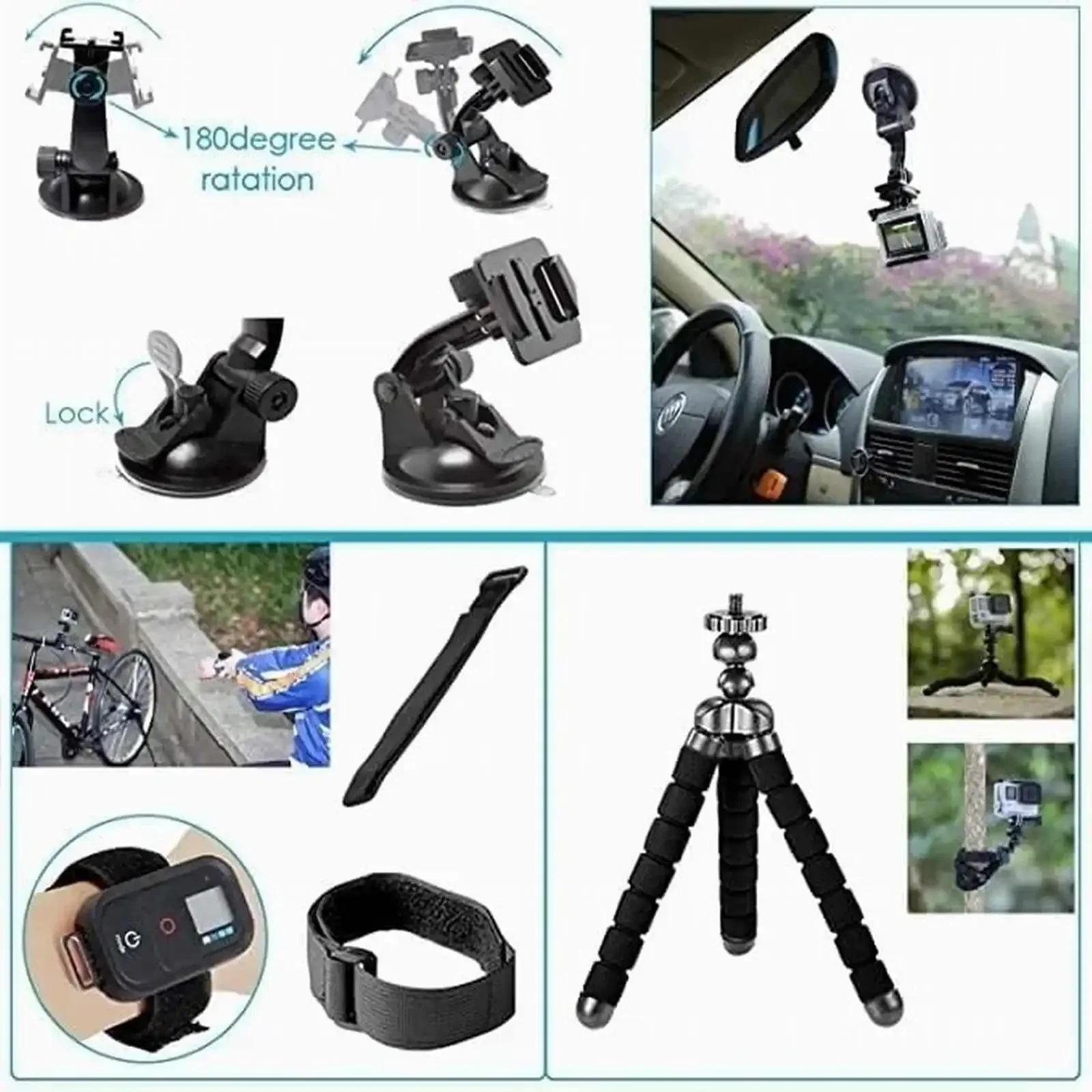 NEEWER 50 en 1 Kit de accesorios de Cámara de Acción para GoPro Hero 12 11 10 9 DJI OSMO 4 3 2 Insta360 X3 X2 GO 3 SJCAM - imagen 4