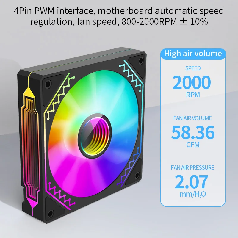 TEUCER PRISM4 ventilador de chasis de computadora 12cm ARGB espejo cíclico ventilador de refrigeración silencioso 120mm 4 pines PWM 800-2000RPM ventiladores de caja enfriador - imagen 5