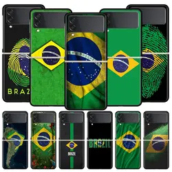 Funda de teléfono grande con bandera de Brasil para Samsung Galaxy Z Flip3 Flip4 Flip5, carcasa para Z Flip 3 4 5 6 7, funda trasera plegable dura