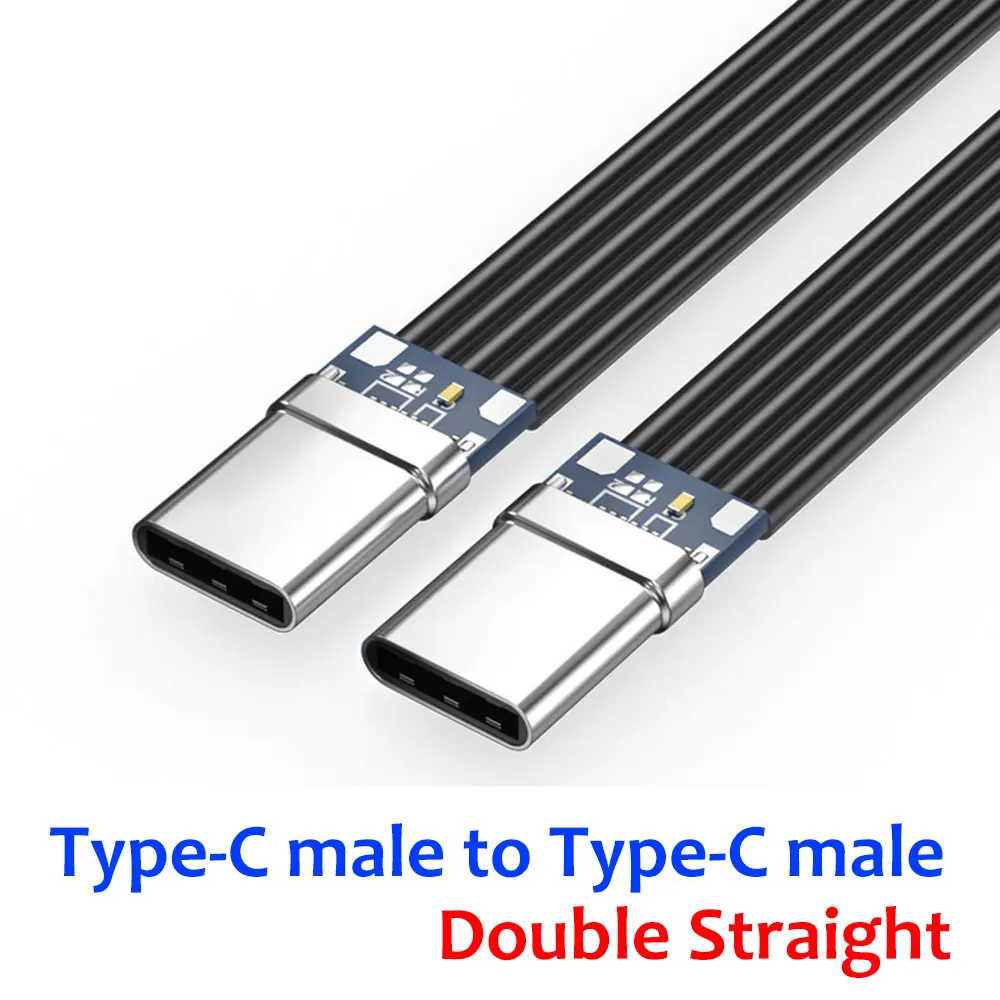 Cable Flexible plano USB 3,1 tipo C 40K 60Hz tipo c macho a macho/hembra datos codo en forma de L ángulo recto Cable plano de silicona DIY - imagen 5